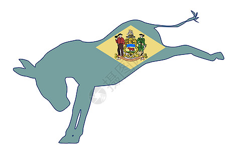 特拉华民主党动物派对政治艺术电子旗帜插图绘画艺术品图片
