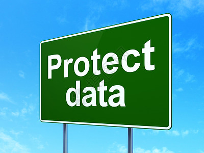 保护理念 保护道路标志背景上的数据路牌保卫招牌蓝色网络政策木板裂缝3d天空图片