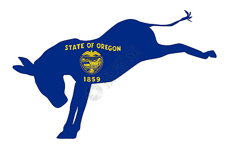 俄勒冈州民主党旗帜政治艺术插图电子派对绘画艺术品动物图片