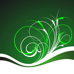 绿色矢量背景漩涡装饰品波纹印迹季节插图动机叶子背景图片