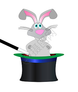 魔法兔子帽子插图卡通片绘画艺术品艺术棍棒诡计背景图片