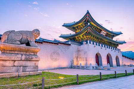 景福宫宫首尔京博庆宫 韩国建筑皇家历史旅行地标城市背景