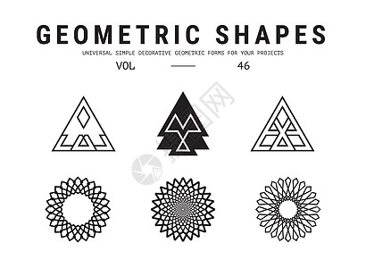 通用几何形状系列商业数学标识三角形黑色标签材料白色横幅插图图片