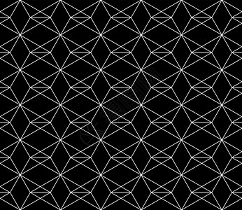具有可编辑笔划权重的矢量无缝几何图案多边形墙纸网格黑色六面体窗帘六边形装饰白色风格图片
