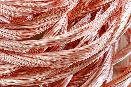 铜铁丝网特写电缆加工条纹原料商业电气有色金属力量废料冶金背景