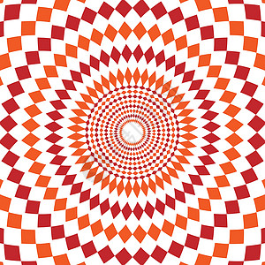抽象背景设计纹理与红色和橙色圆形旋转方格元素 具有小菱形形状的创意矢量织物图案墙纸橙子图片