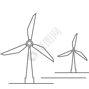 带阴影的风车或磨线图标 插画标识力量转子面包粮食活力国家农业蓝色生态图片