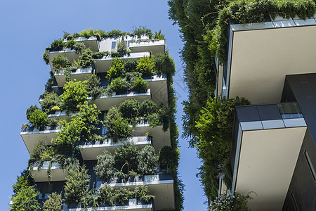 米兰的垂直木制建筑奢华森林绿色生态木头建筑学城市天空摩天大楼景观图片
