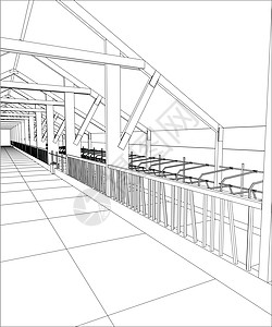 室内抽象工业建筑施工 追踪图 3原理图城市中心公司金属工程插图生长市中心绘画图片