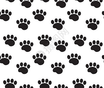 动物跟踪无缝模式 狗爪追踪重复的纹理 无尽的背景 矢量说明印刷卡通片动物园墙纸黑色曲目宠物织物小狗脚印图片