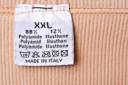 服装标签规格材料织物鉴别打印氨纶测量背景图片