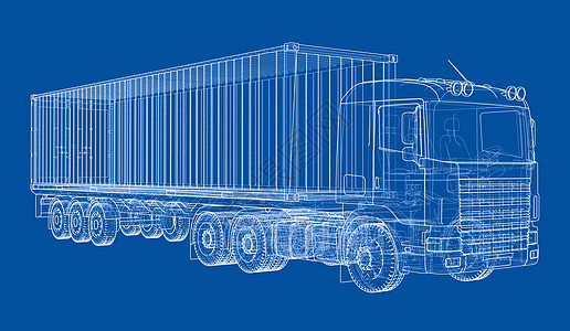 带半挂车的卡车 韦克托商品进口货运贸易技术商业盒子送货草稿物流图片