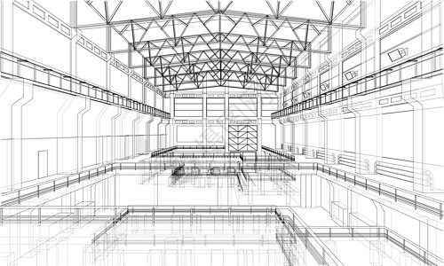 仓库草图 韦克托建筑学草稿技术货运商业建筑大厅后勤工业插图图片