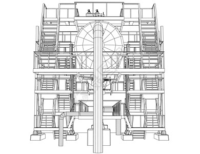 线框石油和天然气工业设备平台管子楼梯气体力量蓝色阀门发动机技术管道图片