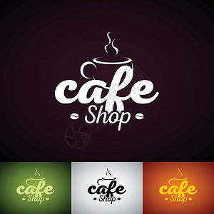 咖啡杯矢量标志设计模板 各种颜色的 Cofe Shop 标签插图集店铺杯子徽章邮票拿铁餐厅打印收藏食物标识图片