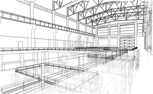仓库草图 韦克托技术建筑学办公室草稿工业框架绘画蓝图工厂后勤图片