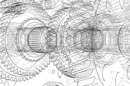 变速箱草图 韦克托3d绘画团队工程牙齿齿轮建造渲染力量圆圈图片