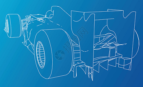 汽车抢购赛车 线框  EPS10 格式 矢量创建的 3d插图赛车手大车车轮驾驶绘画汽车运输冠军车辆插画