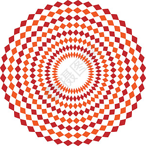 简单的几何图案与菱形 橙色和红色万花筒矢量曼荼罗艺术装饰品圆形瑜伽卡片坛城图片