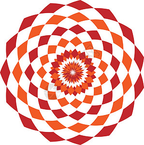 简单的几何图案与菱形 橙色和红色万花筒矢量曼荼罗艺术坛城卡片装饰品瑜伽图片