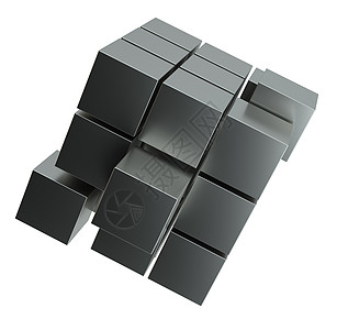 从块组装立方体的抽象 3d 插图正方形数字化盒子头脑金属社区反射解决方案瓷砖创造力图片