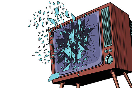 电视爆炸屏幕破损图片