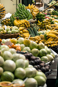 异国水果种类繁多篮子热情李子香蕉美味销售香玉市场怪物佳肴图片