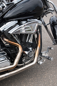 闪闪闪发光的摩托车细节汽车驾驶合金排气速度赛车自行车反射发动机力量图片