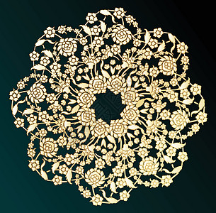 观赏金花它制作图案矢量图圆圈花纹插图圆形金子艺术背景图片