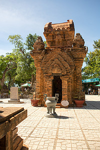 越南Nha Trang附近的Po Nagar塔 由Cham文明建造的塔楼旅行废墟遗产余物神社考古学建筑学文化柱子寺庙图片