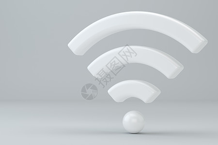 工作室背景上的 Wi Fi 无线网络 Symbol3d 渲染电话卫星技术互联网上网局域网广播海浪路由器网站图片