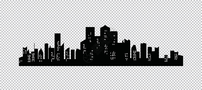 一组矢量城市剪影水平街道横幅公寓市中心黑色网站艺术白色邻里图片