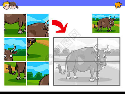 与公牛农场动物拼图拼图图片