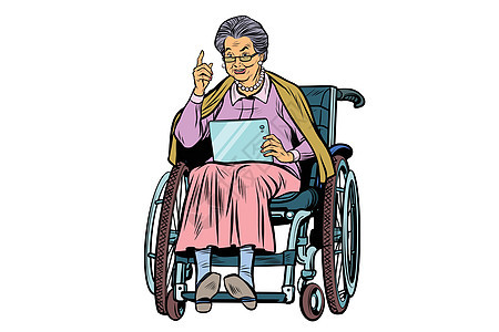轮椅的白种人年长妇女残疾人图片