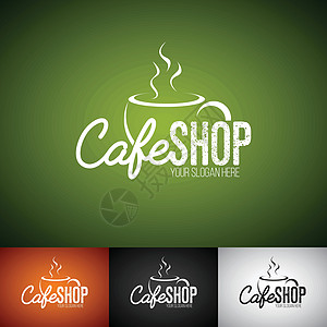 咖啡杯矢量标志设计模板 各种颜色的 Cofe Shop 标签插图集邮票产品打印杯子横幅插图餐厅商业艺术咖啡图片