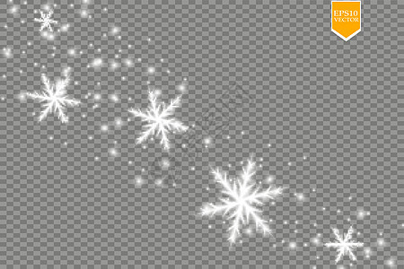 在透明背景上闪耀着闪闪发光的白色雪花 圣诞装饰闪闪发光的灯光效果 韦克托粒子辉光风格火花装饰品卡片降雪魔法星星墙纸图片