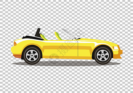 黄色现代卡通彩色出租车汽车 在转车上被隔离图片