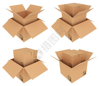 设置白色罐头在背景上隔离 3D 翻譯3d送货货运包装木板店铺盒子打包机纸盒办公室图片