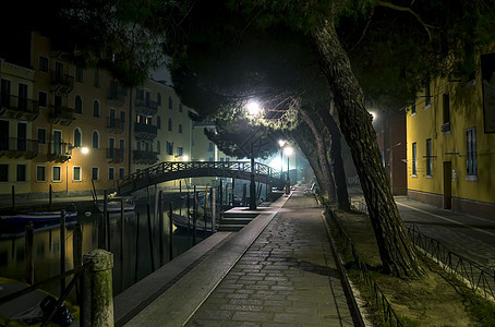 在威尼斯的夜晚游客城市街道小夜灯假期戏剧性历史性旅游建筑天空图片