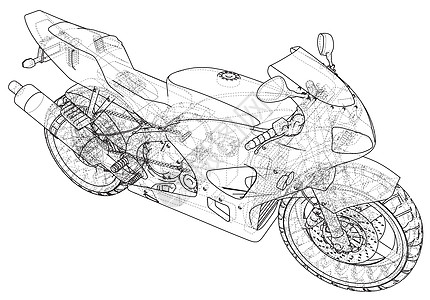 运动摩托车技术线框 矢量图 追踪图 3金属绘画驾驶头盔黑色旅行速度运输摩托车辆图片