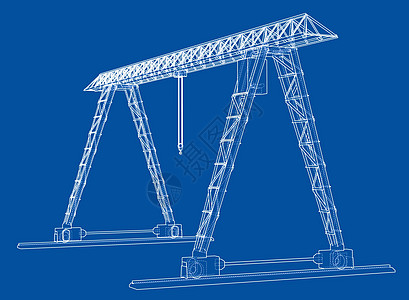 龙门吊 线框 矢量 EPS10 格式草图力量运输金属黑色龙门架蓝图建造白色建筑师图片