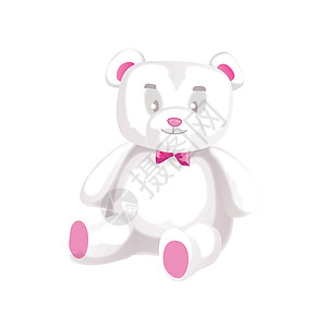 孤立在白色背景上的可爱白色泰迪熊 矢量图图片
