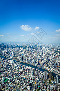 日本东京市天线空中观测 日本城市场景商业建筑学旅游蓝色摩天大楼全景景观天际图片