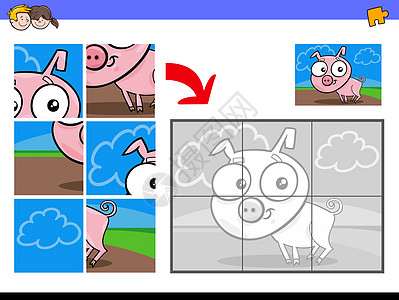 与小猪饲养场动物拼图拼图图片