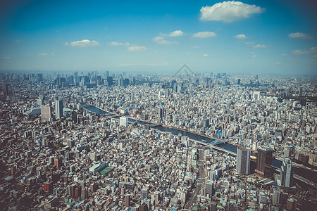 日本东京市天线空中观测 日本城市建筑学墨田天际全景旅行摩天大楼天空蓝色中心图片