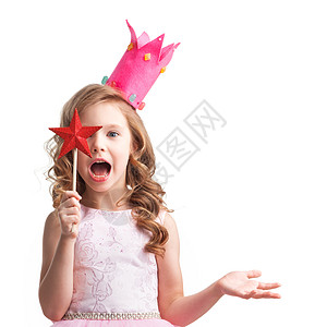 小仙女有魔杖粉色星星喜悦拼写金发童年卷曲童话公主乐趣图片