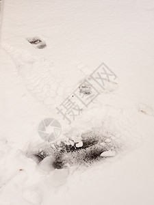 脏兮兮的积雪地板 上面有冬天十二月拍的痕迹图片