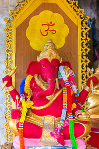 加内沙印度宗教的红大象圣神图片