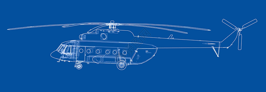 直升机工程图航班插图螺旋桨蓝色航空艺术工业机器技术草图图片