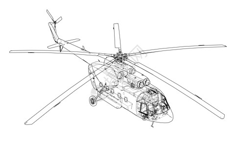 直升机工程图艺术菜刀车辆数字空气飞机绘画螺旋桨蓝图插图图片